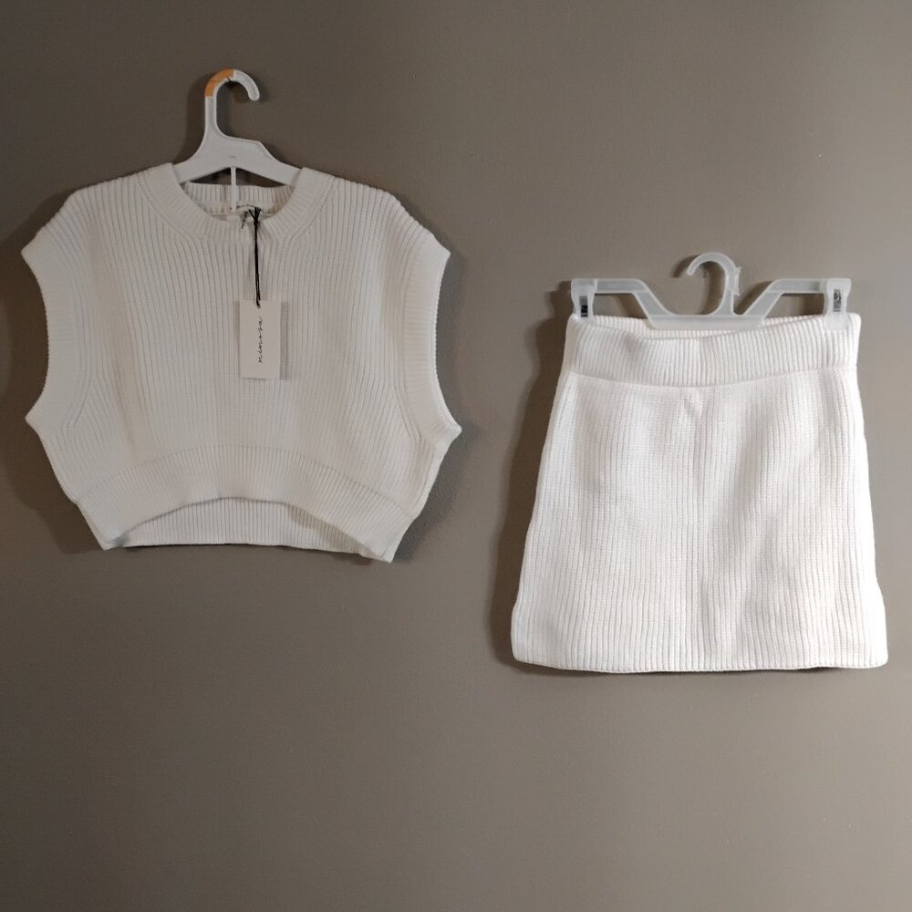 Mimosa cotton 2-piece crop top & skirt, cream/winter white, new with tags